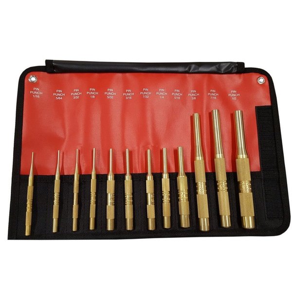 Mayhew 12PC BRASS PIN PUNCH INCH SET MAY67008